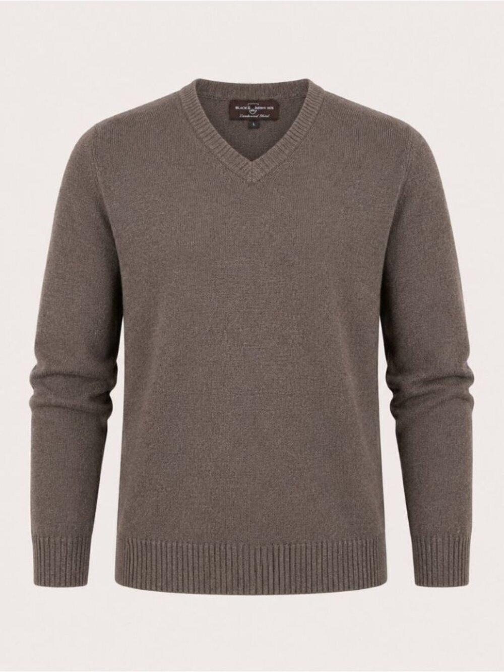 Black Brown 1826 Lambswool Blend V-Neck Sweater Brown Large Classic Casual Fall